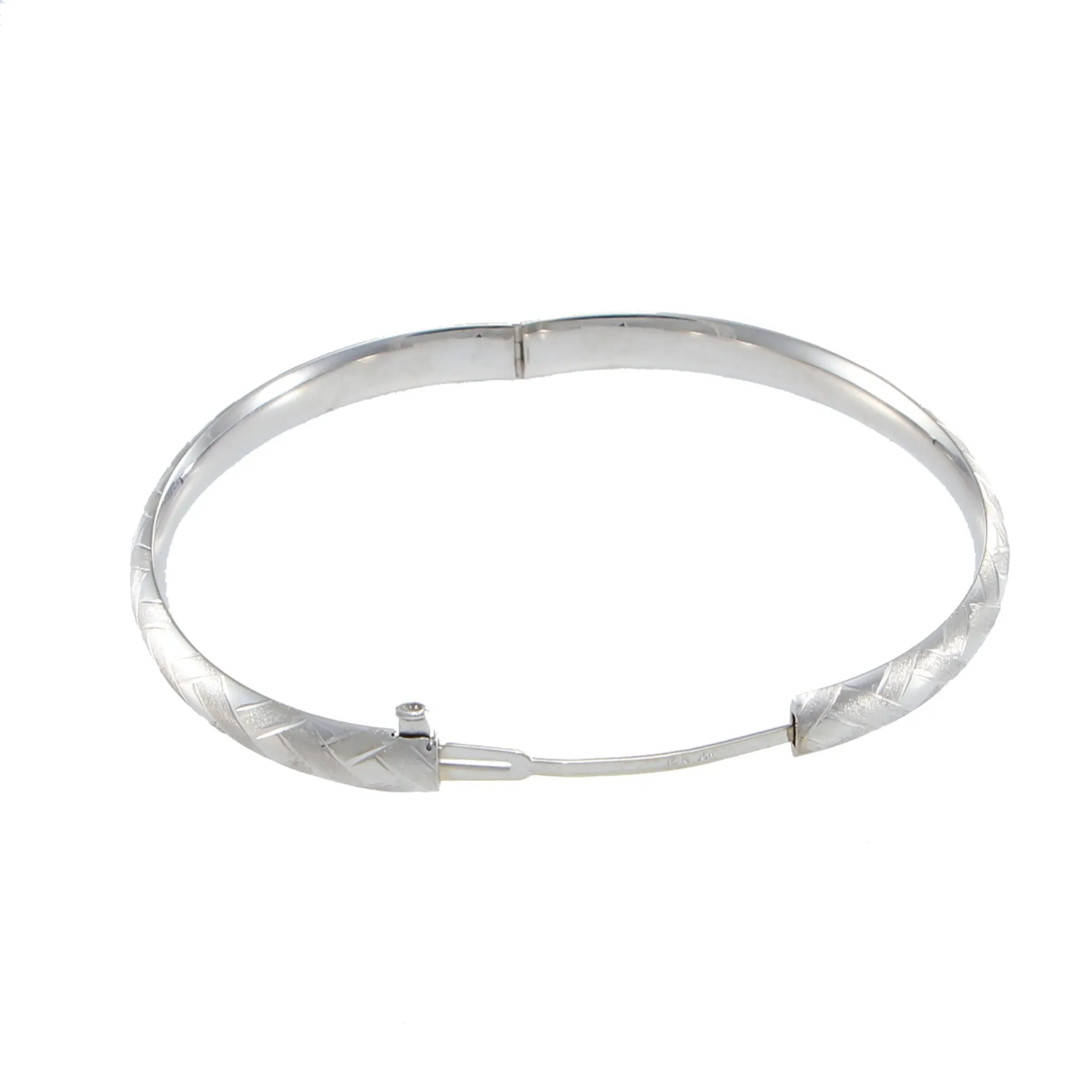 Womens Bangle Bracelet Vintage Antique Estate 14k White Gold Satin Finish