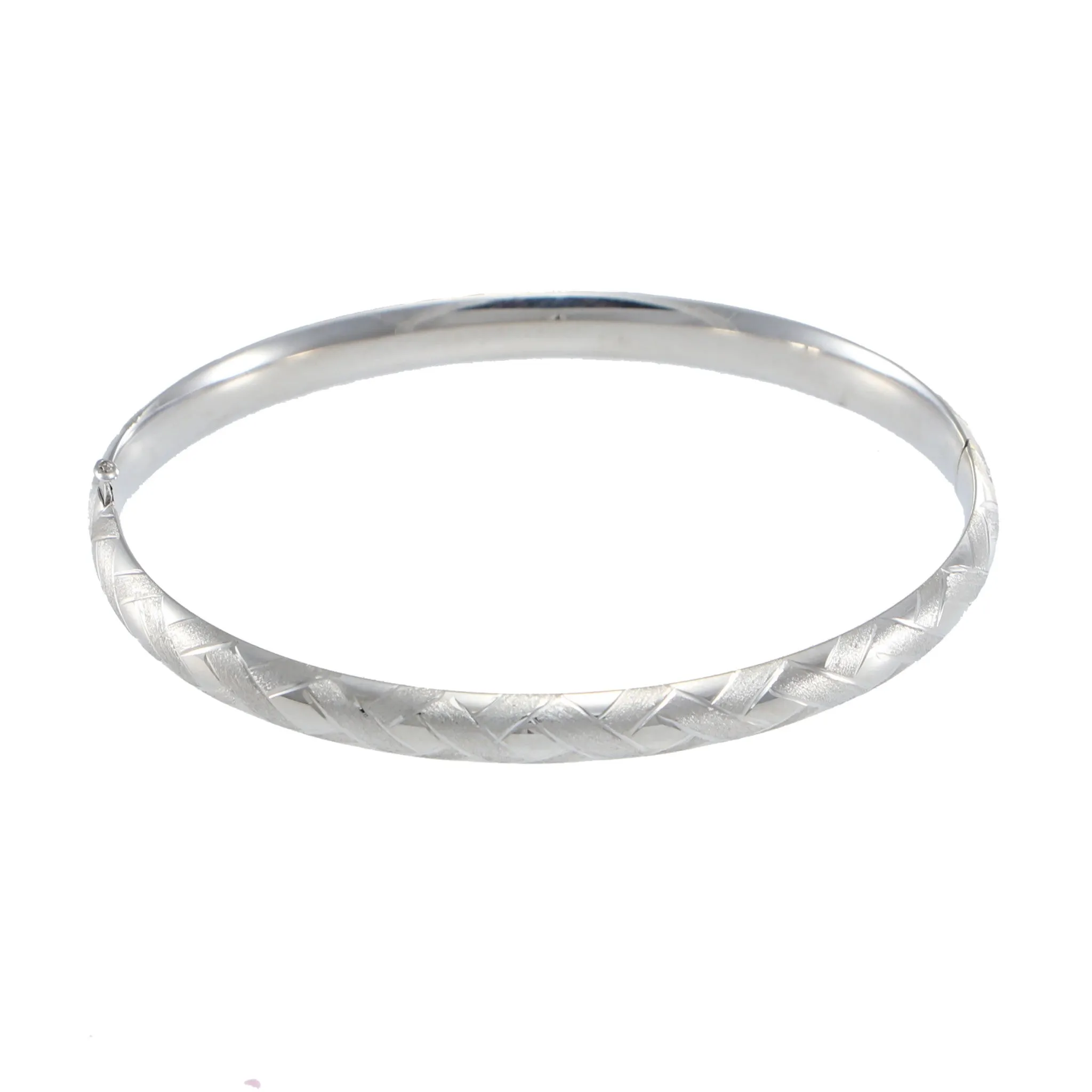 Womens Bangle Bracelet Vintage Antique Estate 14k White Gold Satin Finish