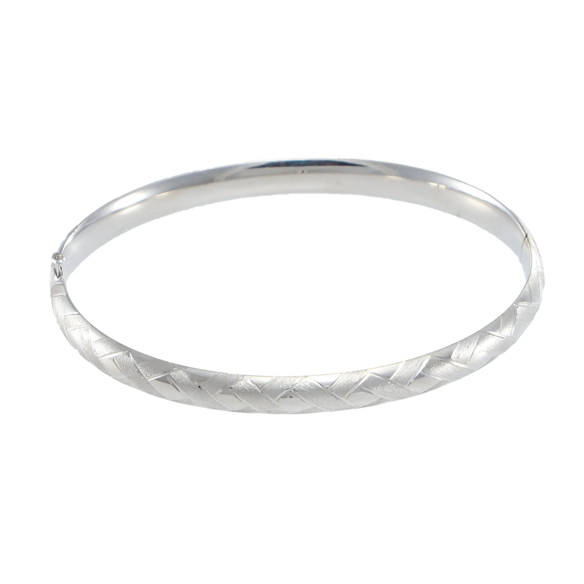 Womens Bangle Bracelet Vintage Antique Estate 14k White Gold Satin Finish
