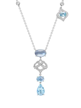 Woodland Aquamarine Diamond White Gold Pendant