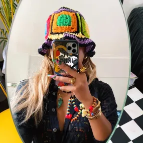 Y2K trending crochet fashion retro bucket hat