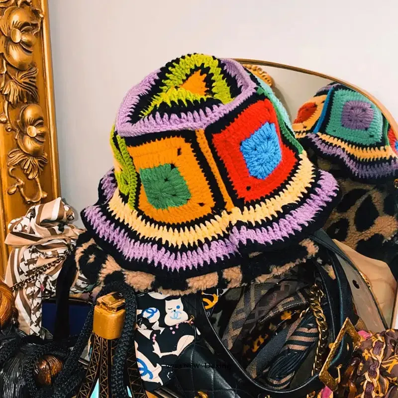 Y2K trending crochet fashion retro bucket hat