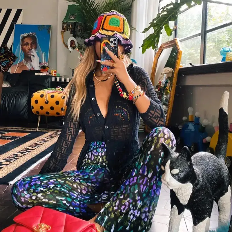 Y2K trending crochet fashion retro bucket hat