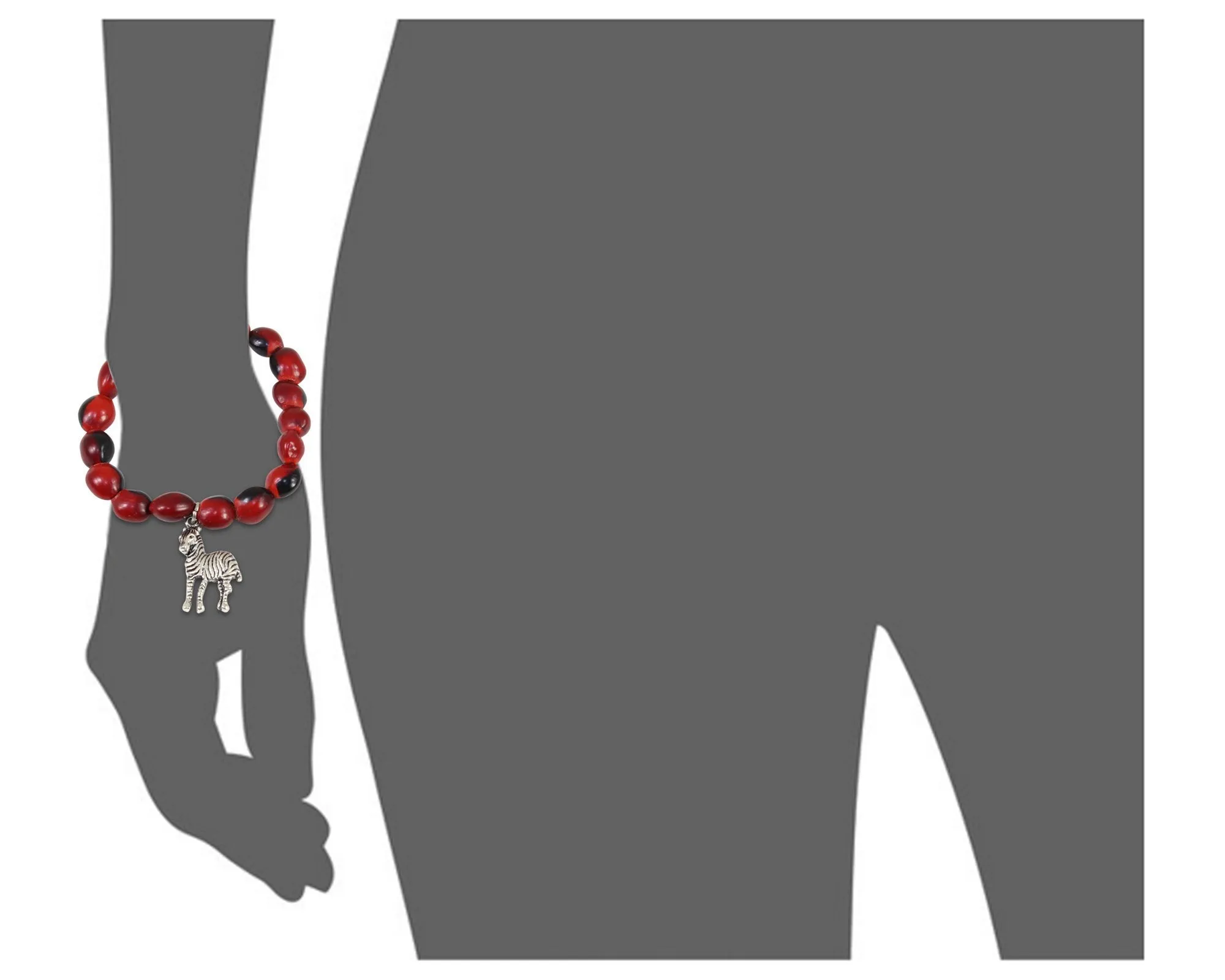 Zebra Dance Charm Stretchy Bracelet w/Meaningful Good Luck, Prosperity, Love Huayruro Seeds